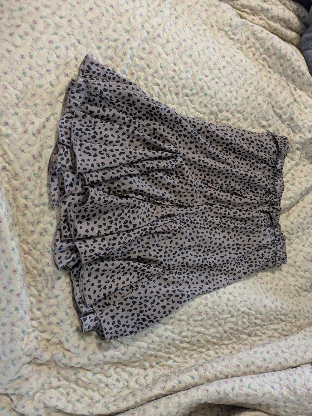 Women's Leopard Print Skirt Built In Shorts.